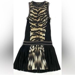 Roberto Cavalli Black and Gold Patterned Dress